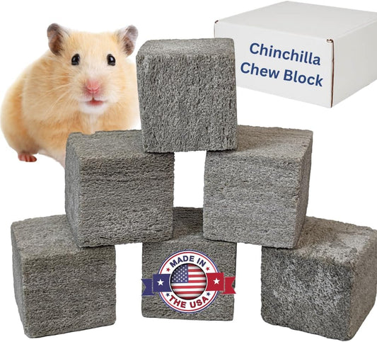 Chinchilla Chew Toys, Pumice Chew Blocks, Lava Block for Hamster, Rat, Mice, Degus, Gerbils, Small Animal Toys, Guinea Pigs, Rabbit Toy, Bunny Toy by Billy Buckskin (Pack of 6)Mined in USA