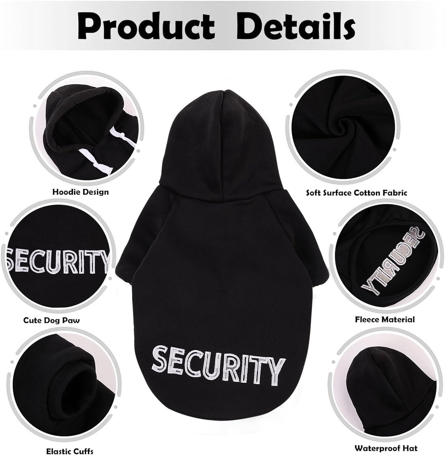 SAWMONG Dog Hoodie,Flannel Pet Hooded Sweater with Hat Puppy Pullover Sweater Shirt,Dog (Security Black,2XL)