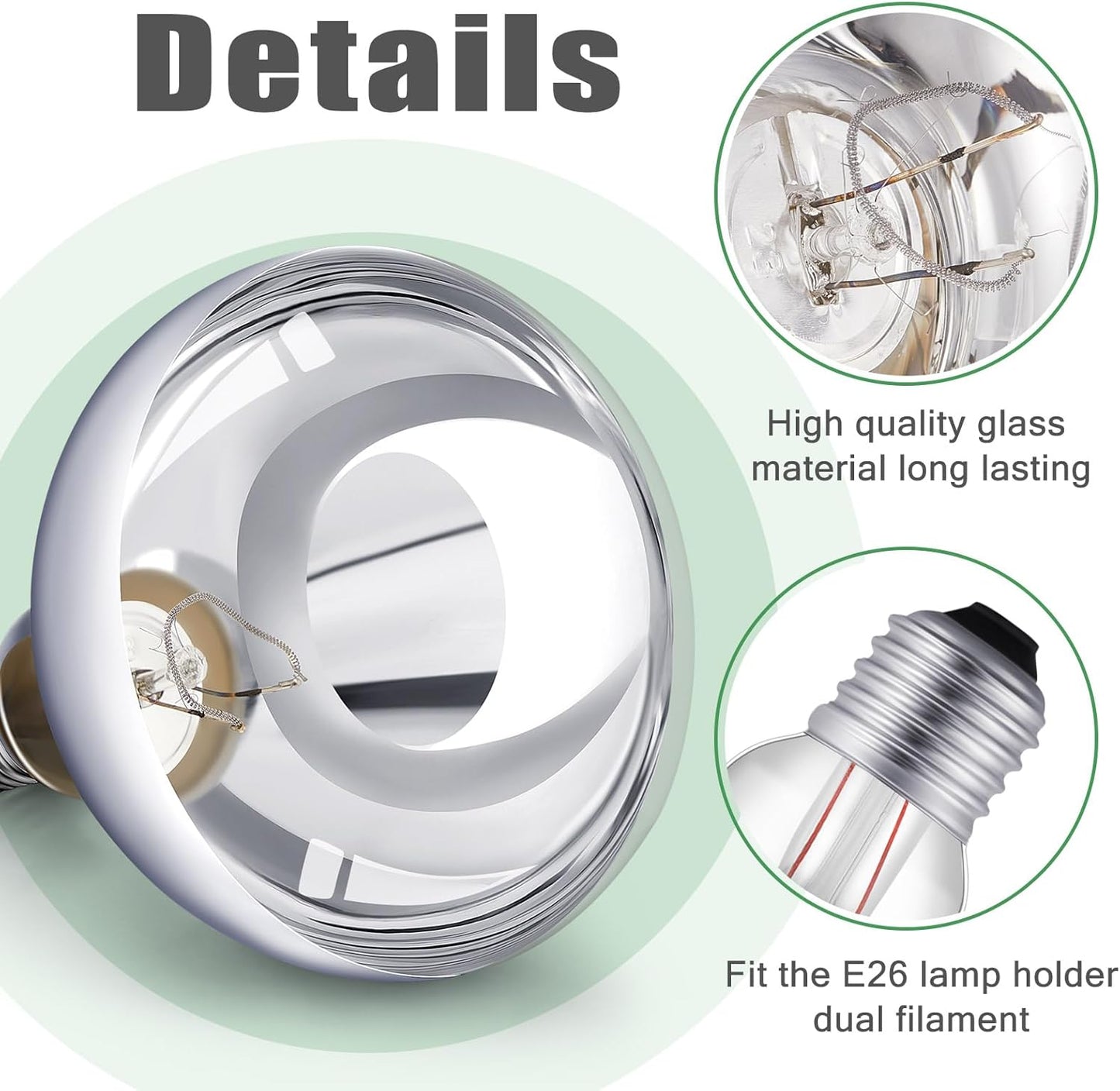 VIHOSE 16 Pack 250 Watt Heat Lamp 120v R40 Heat Lamp Bulbs Glass Incandescent Light Bulbs Incandescent Heating Lightbulbs for Reptiles Chicks Food Puppies Bathroom, Use E26 Base (Silver)