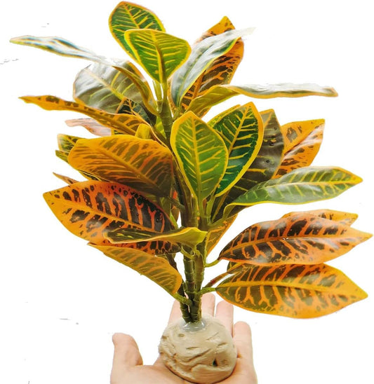 Reptile Plants Terrarium Artificial Leaves Reptile Tank Decorations for Bearded Dragon Lizard Snake Geckos Chameleon Amphibian Habitat Terrarium Decor