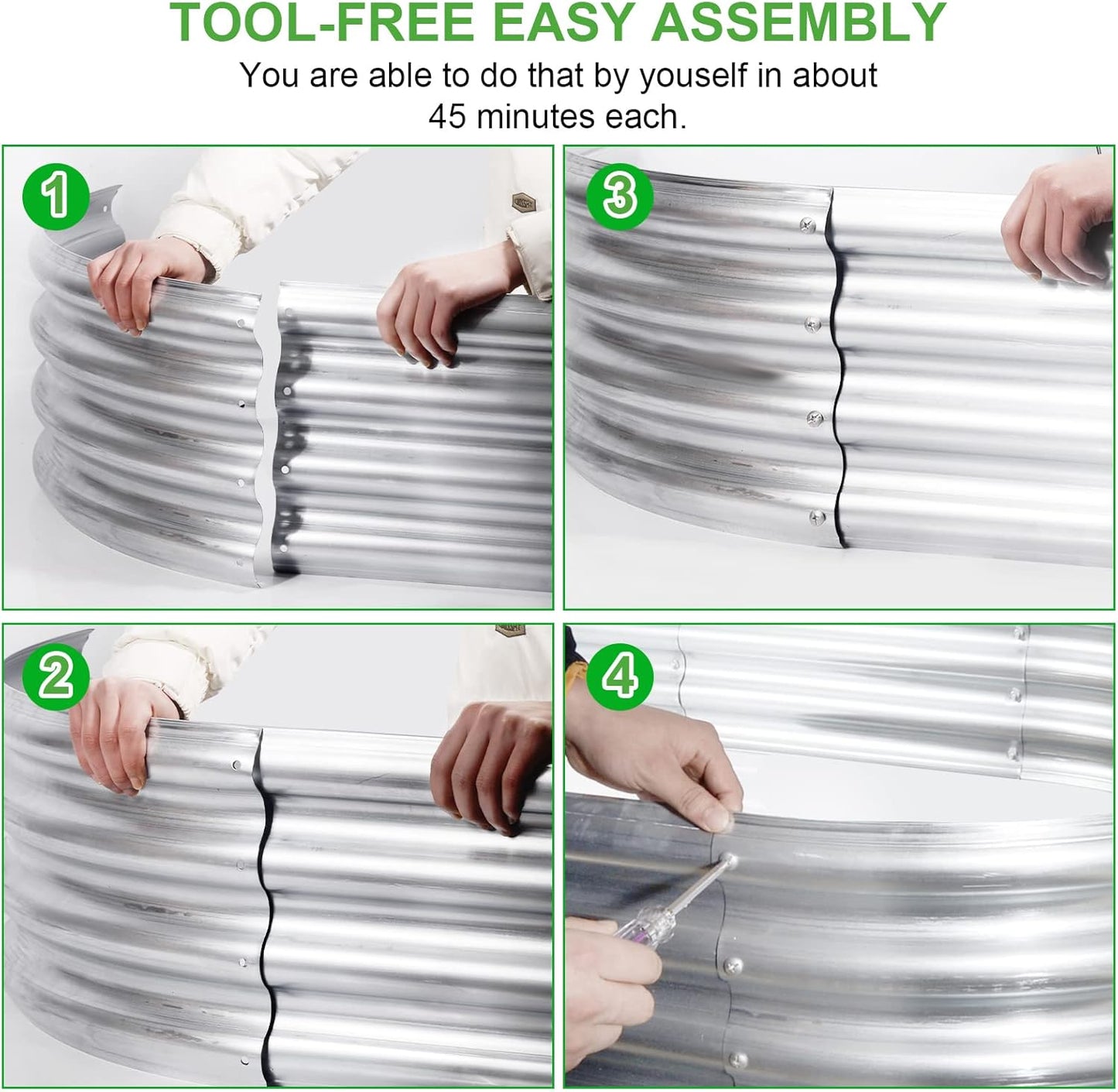 2Pack Raised Garden Bed 6×3×1FT,Galvanized Planter Box Oval Large Matel Steel Backyard Beds Outdoor for Vegetables,Flowers,Herbs,Plant