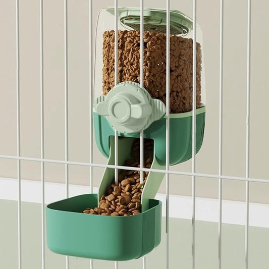 Pet Hanging Automatic Feeders Drinking Bowls,Gravity Rabbit Feeder and Water Set,Cage Cat Food Bowl Feeding Station for Puppy Kitten Chinchilla Hedgehog Guinea Pig Ferret (Green-Food)
