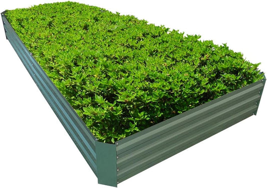 8x4x1ft Metal Raised Garden Bed Kit,Galvanized Garden Bed Box for Vegetables, Flowers, Herbs, and Succulents,240 Gallon Capacity - Green