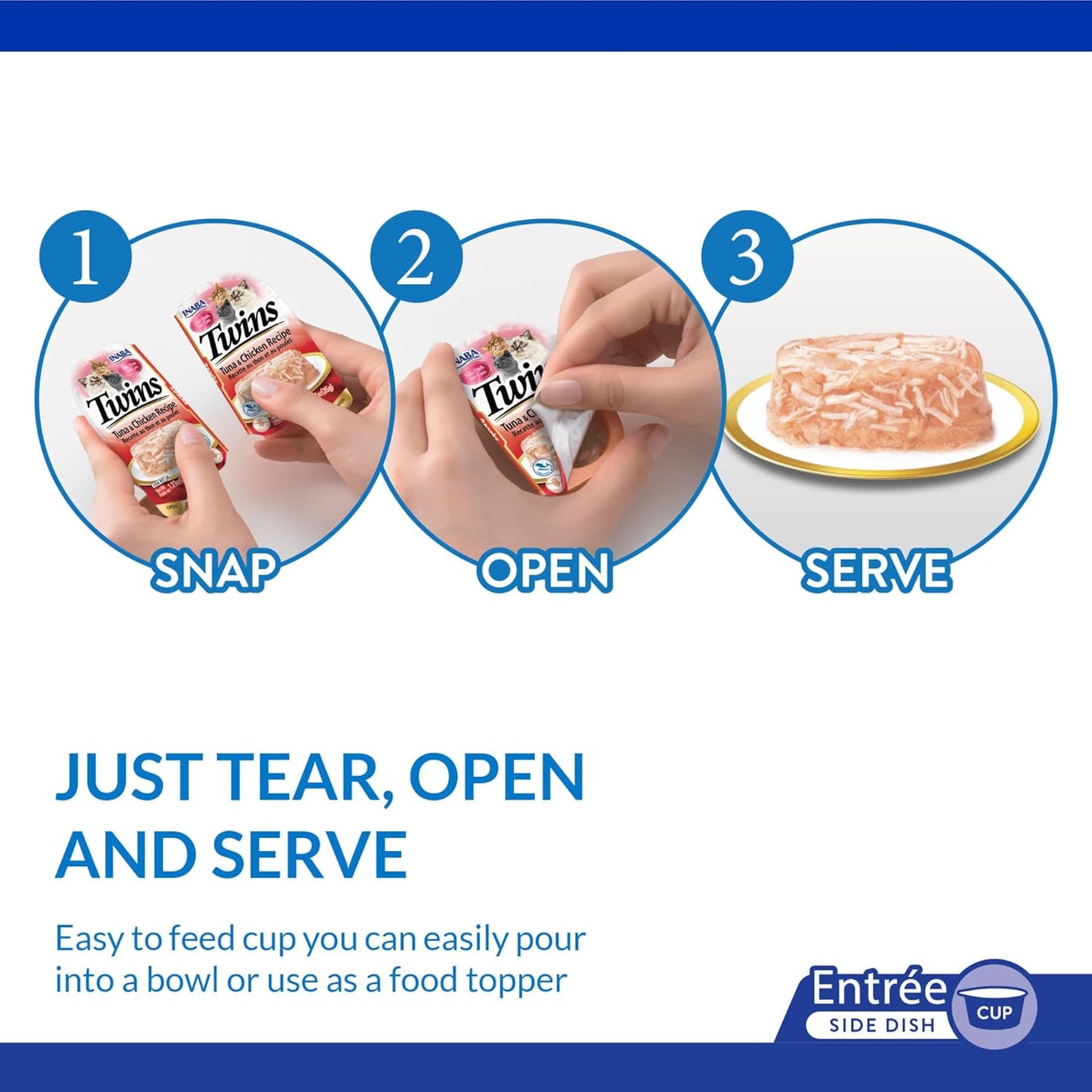 INABA Twins for Cats, Side Dish/Topper Cups, 1.23 Ounces per Serving, 16 Servings, Chicken Recipe