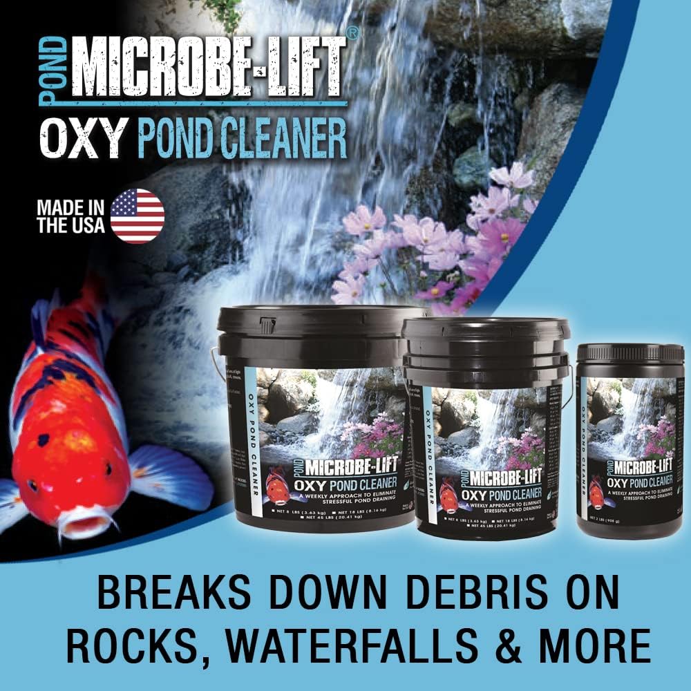 MICROBE-LIFT OPCXL Oxy Pond Cleaner Treatment for Ponds, Fountains, and Water Gardens, Deep Cleans Light to Heavy Debris on Rocks, Waterfalls, and Planters, 45 Pounds