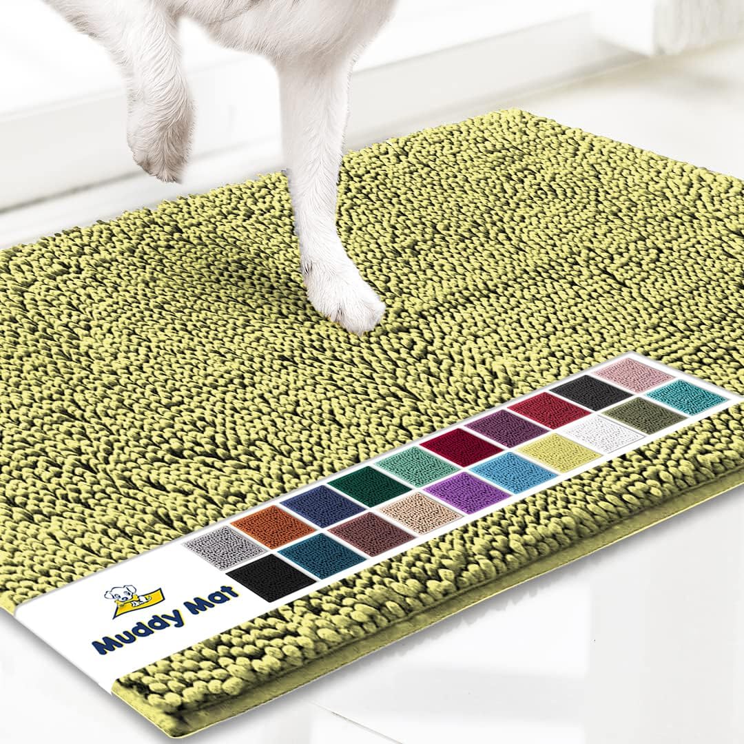 Muddy Mat® Original Dog Door Mat for Muddy Paws, Super Absorbent Microfiber, Non-Slip Washable Pet Rug, Quick Dry Chenille Entryway Carpet, Machine Washable Indoor Outdoor mat, Yellow 24"x35"