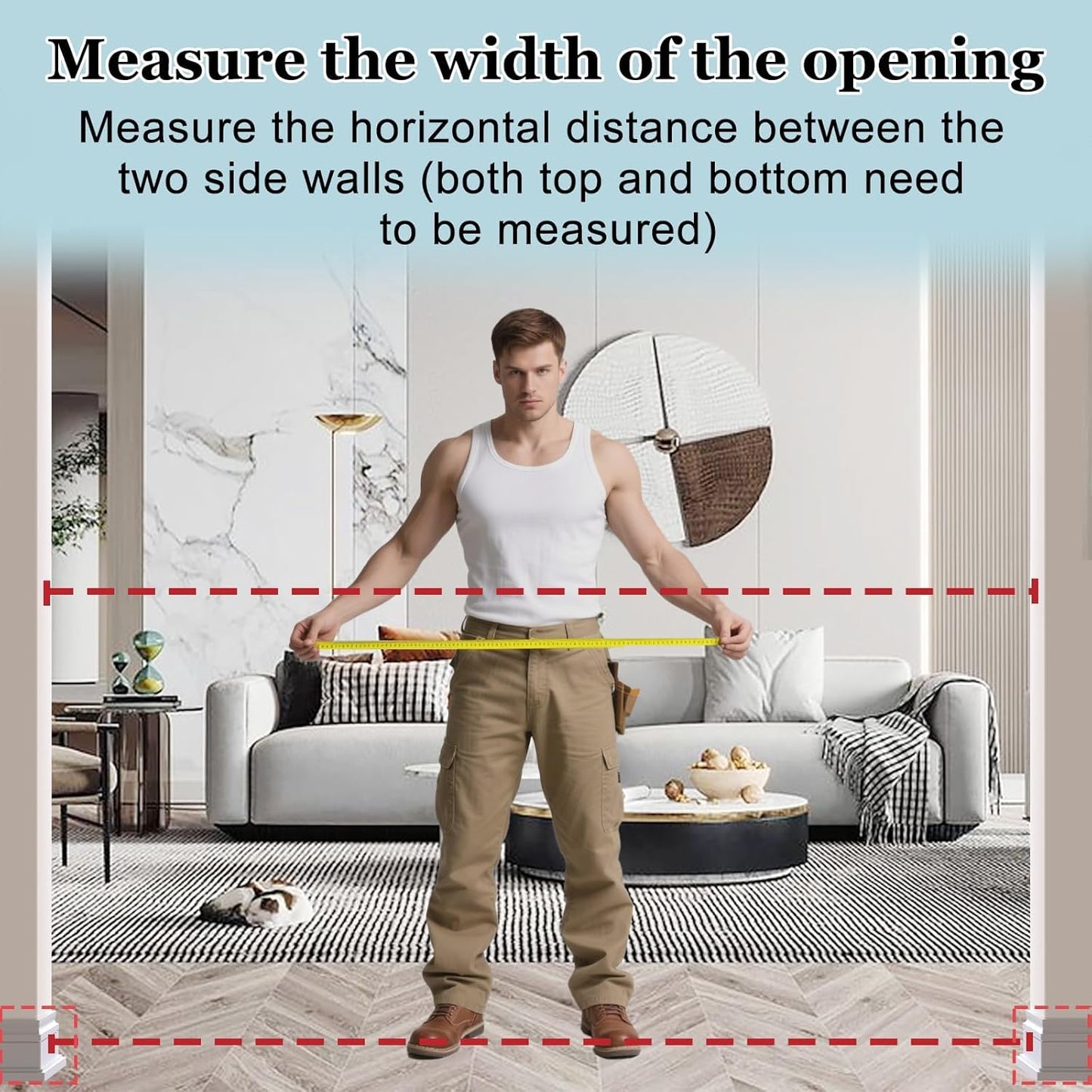 WAOWAO Triple Lock Baby Gate Extra Wide 49.21-53.14" Pressure Mounted Walk Through Swing Auto Close Safety Black Metal Dog Pet Puppy for Stairs,Doorways,Kitchen