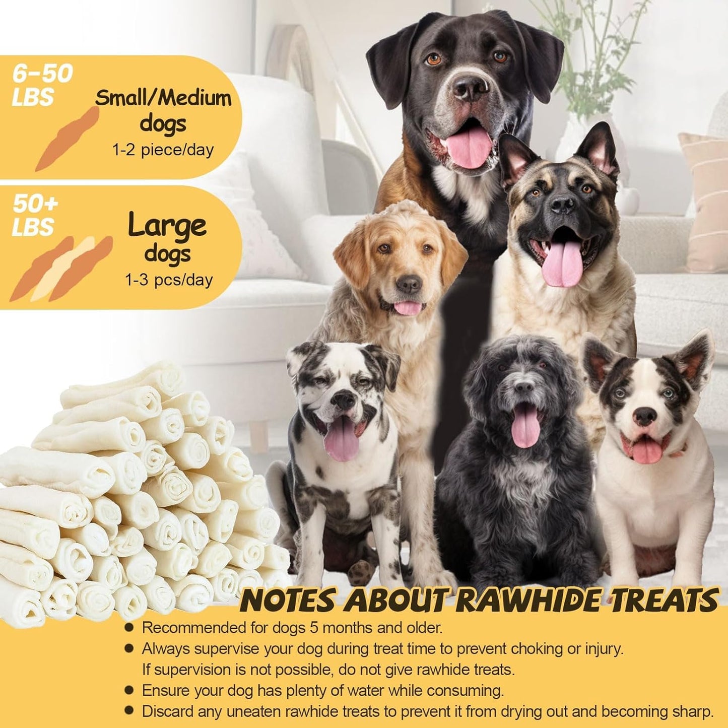 ASMPET Dog Treats Chews, Duck Wrapped Rawhide Sticks Filled with Sweet Potato for Small Medium Large Dogs(6pcs)