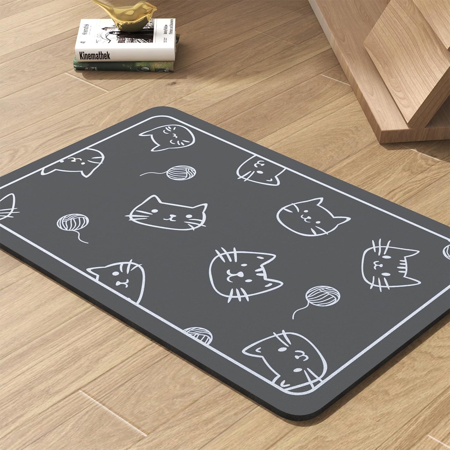 Pet Feeding Mat-Absorbent Dog Mat for Food and Water Bowl-No Stains Quick Dry Water Dispenser Mat-Dog Accessories Pet Supplies-Bowl for Messy Drinkers(Cats,17"x34"
