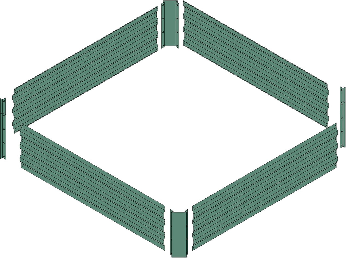 4x4x1ft Metal Raised Garden Bed Kit,Galvanized Garden Bed Box for Vegetables, Flowers, Herbs, and Succulents,120 Gallon Capacity - Green