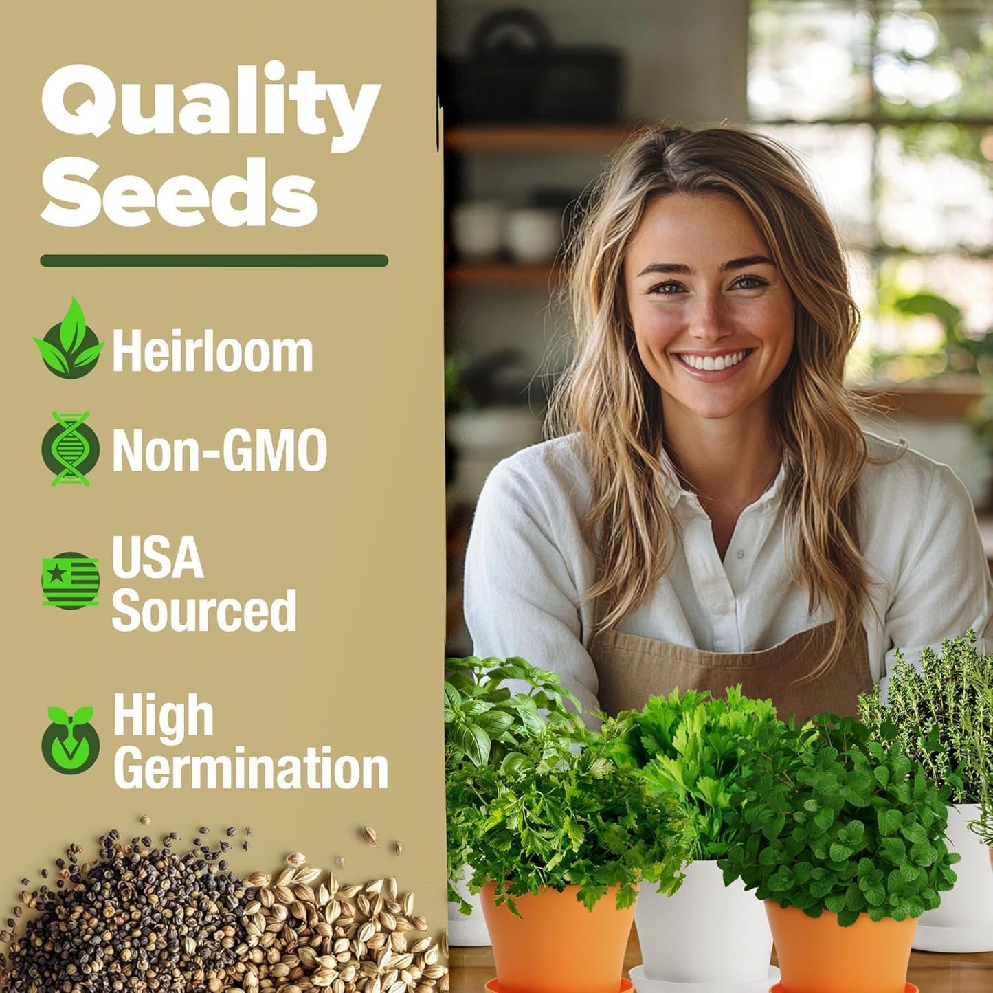 HOME GROWN π£π₯ππ ππ¨π  πππ₯π πππ§ 8 Herb Seeds Garden Kit, Complete Indoor Planter Gift with Basil Cilantro Mint & More, Unique Kitchen Growing Set for Women Men, Birthday Housewarming Present