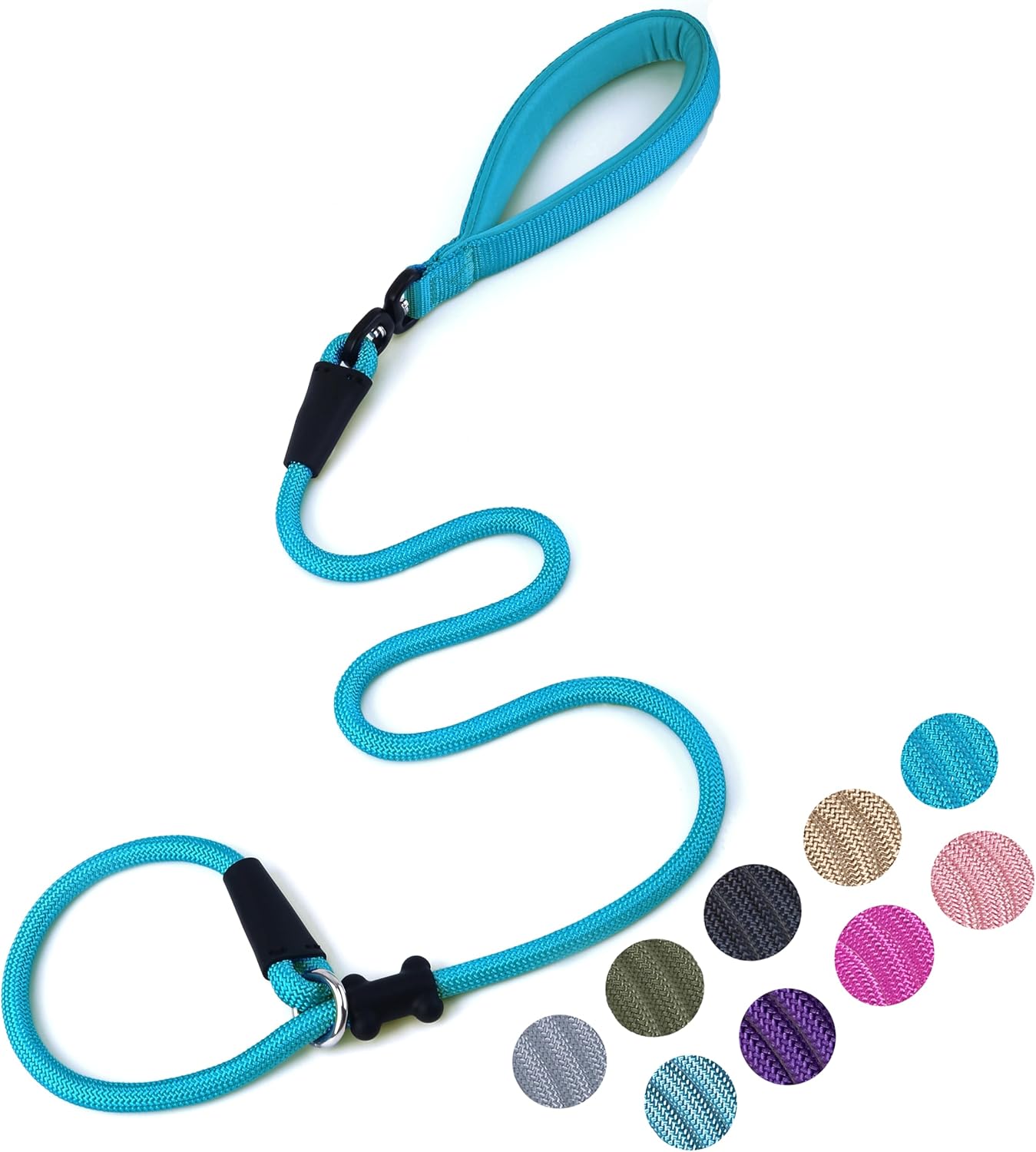 Slip Lead Dog Leash,Strong Nylon Rope Leash and Padded Handle,No Pull Outdoor Walking Training Lead for Small Medium Large Dogs(Blue,1/2"×4ft)