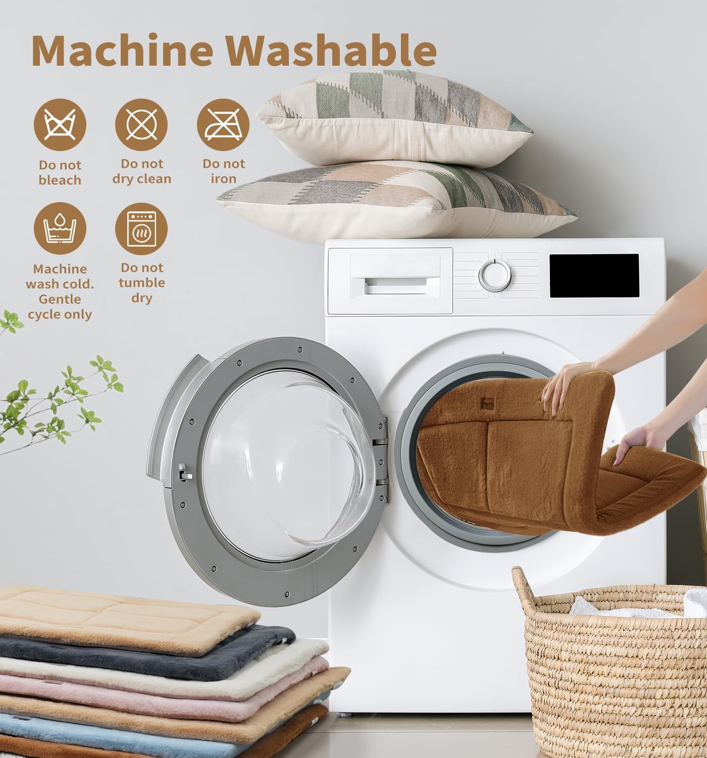 Made4Pets Dog Crate Pad Bed for Large Dogs, Washable & Reversible, Anti-Slip Kennel Mat for Cozy Sleeping, Soft Fluffy Dog Bed for Indoor & Outdoor Use, 41"x29", Brown