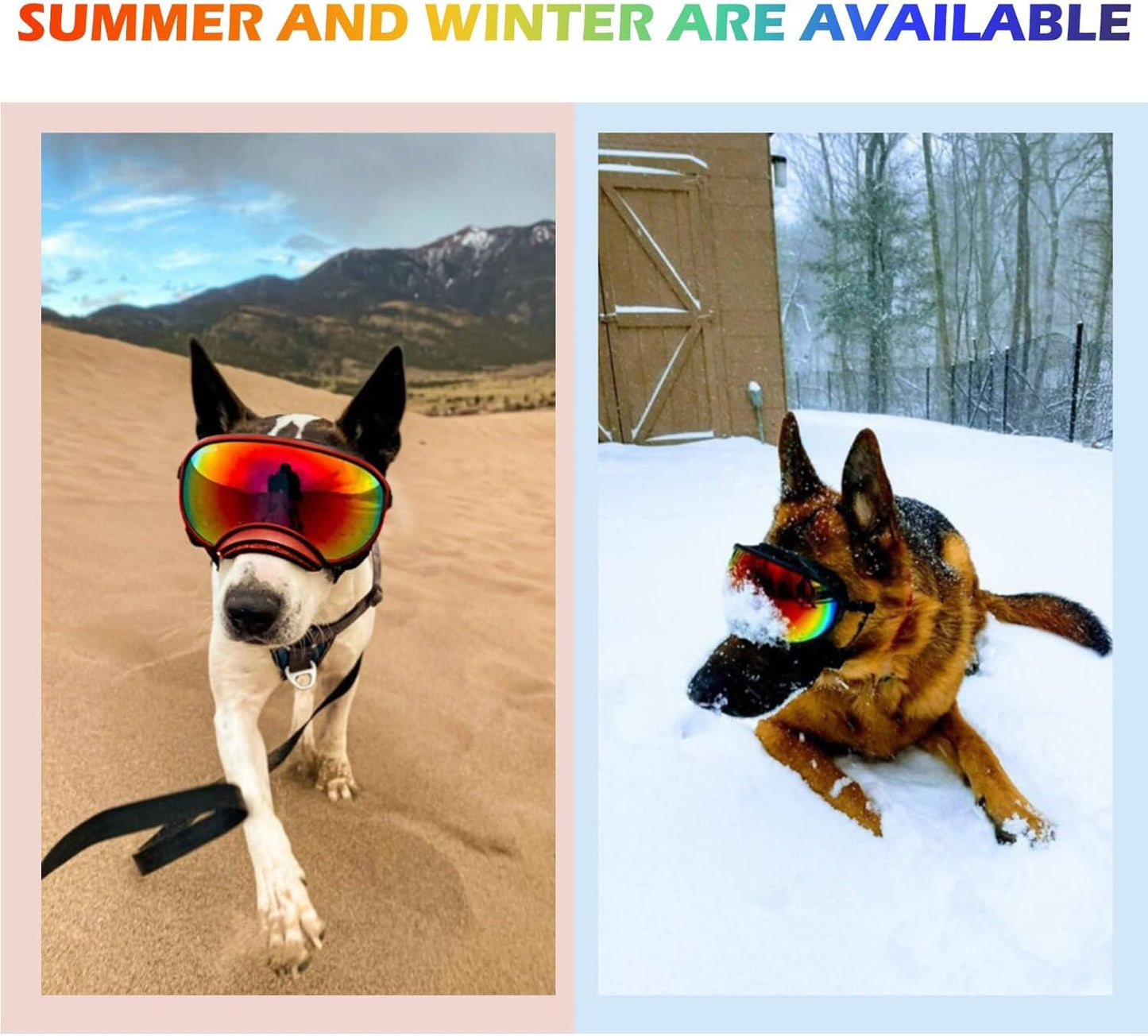 Large Dog Sunglasses with Adjustable Strap UV Protection, Winproof Dog Puppy Sunglasses, Suitable for Medium-Large Dog Pet Glasses, Dogs Eyes Protection,Soft Dog Goggles