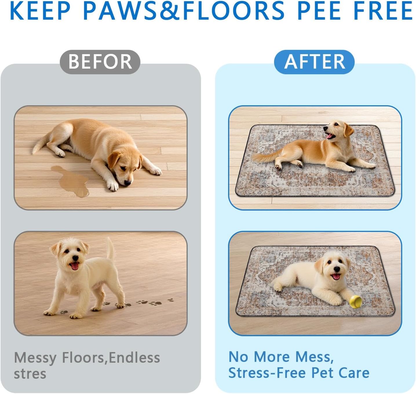 Washable Pee Pads for Dogs 2 Pack, Absorbent Reusable Puppy Pads Waterproof, Leakproof & Non-Slip Whelping Pad, Potty Training Pads for Dogs Playpen Mat 24x36