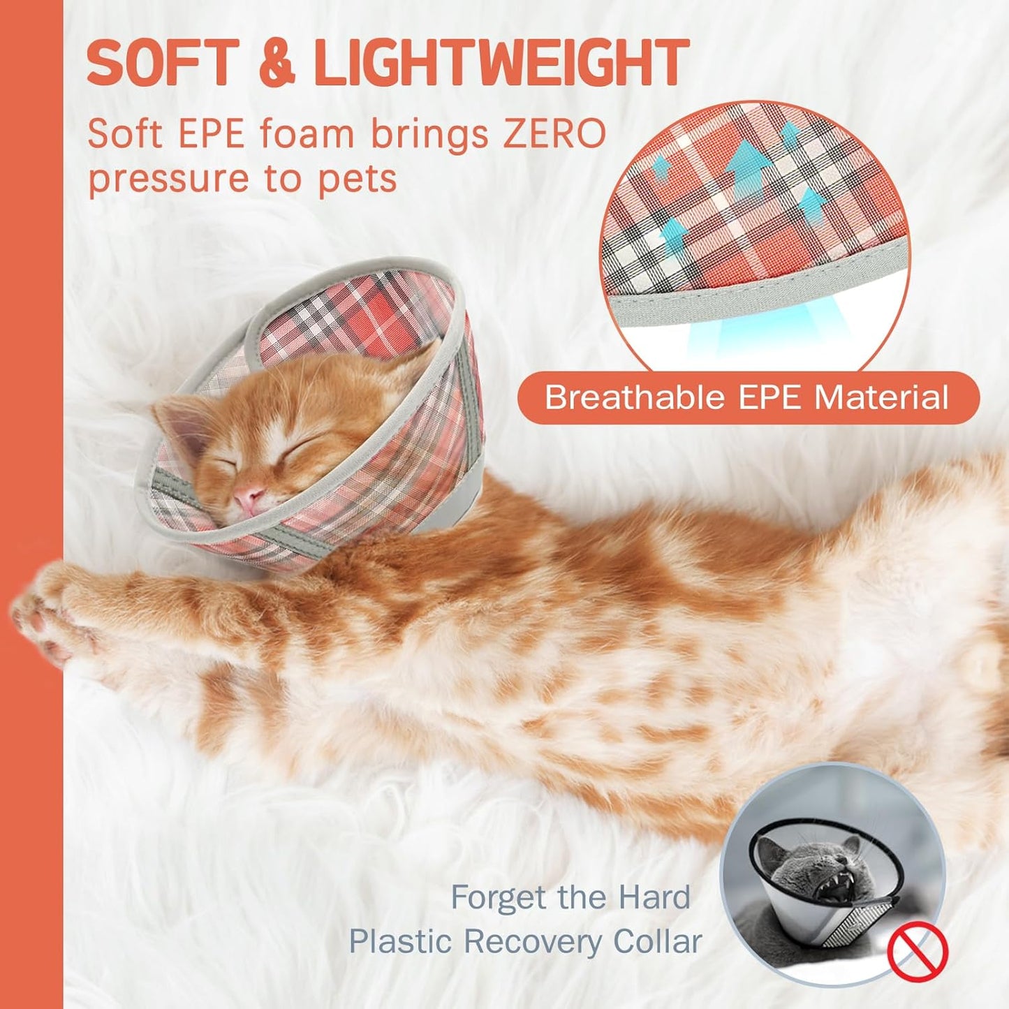 Cat Cone Collar Soft, Cat Recovery Collar for Large Medium Small Cats Kittens, Pet Cone Alternative After Surgery