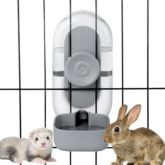 28oz Hanging Automatic Water Dispenser,Rabbit Water Bottle,Bunny Guinea Pig Ferret Water Bowl for Cage,Suitable for Small Animal Puppies(Cage Grid Spacing Over 1.2'') (Gray)