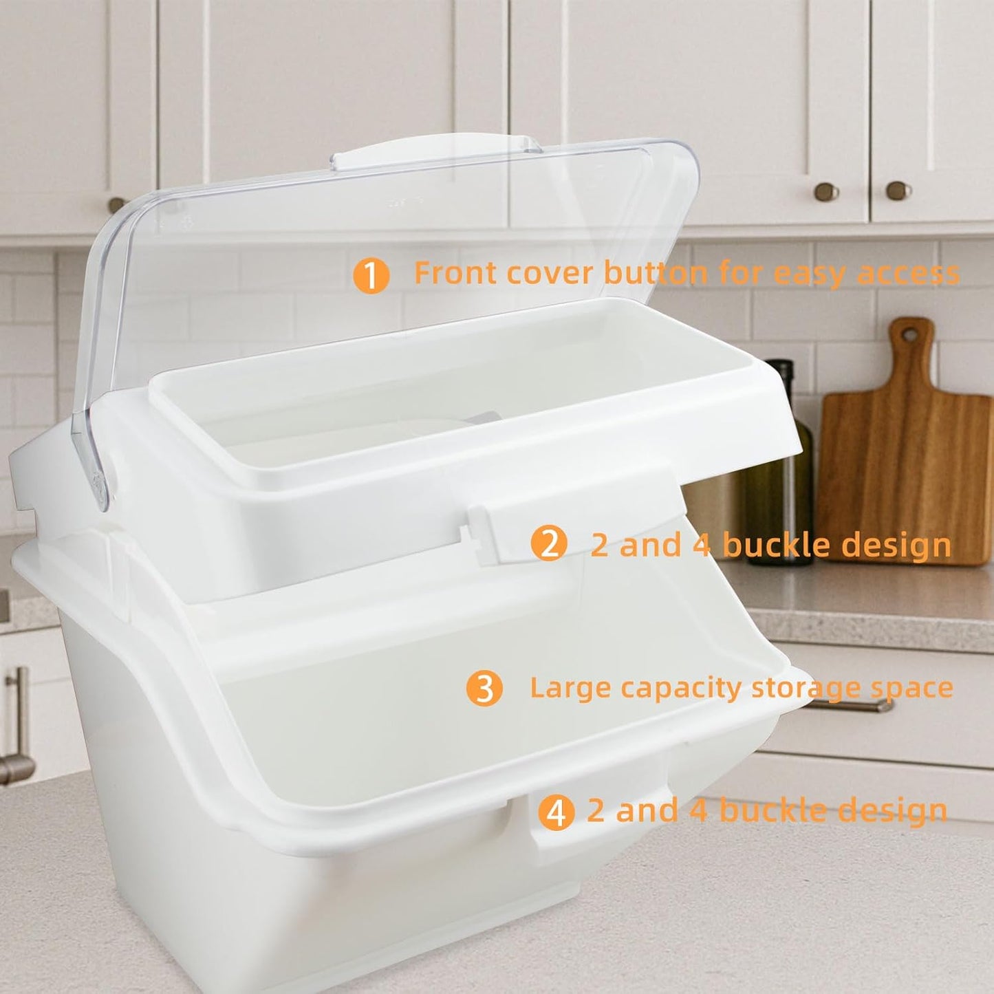 88LB Airtight Flour Storage Container With Scoop for Dry Food, Sugar, Baking Supplies,Rice.BPA Free Ingredient Storage Bin,Pet Food Storage Container Dog Cat Birds Food Bin (88 LB)