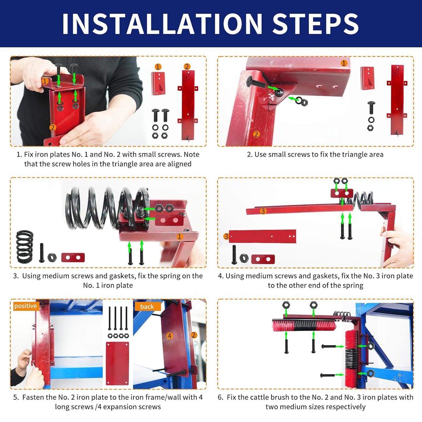 Livestock Scratch Brush With Spring Iron Holder,Animal Back Scratching Brush For Cow,Cattle,Sheep, Horses,Pigs,Massage Grooming Tool