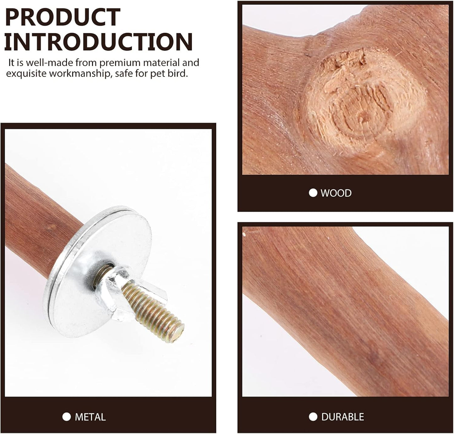 2pcs Bird Parrot Perch Stand Poles, Natural Wooden Parrot Perch for Cage, Branches Fork Rod for Small Parakeets Cockatiels Conure Lovebirds Bird Cage Accessories