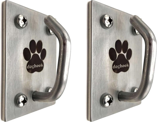 Canine Hitch- Secure Dog Leash Parking Mounted Indoor – Outdoor Wall Hook - Tie Out Stainless Steel Practical Lead Management for Home & Business, Ultimate Strength 2 Pack