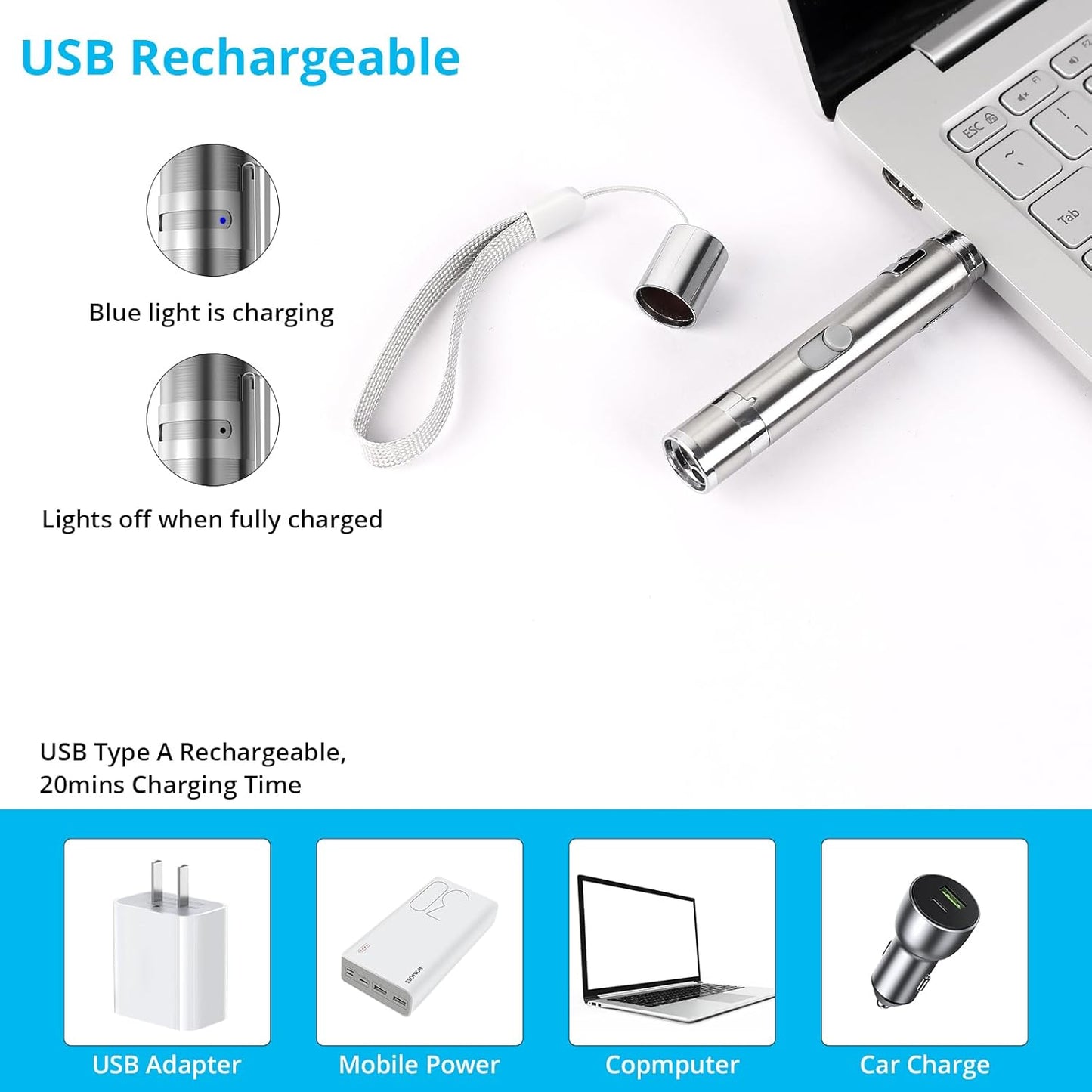 Cat Toy Pointer for Indoor Cats, 2 Pieces, USB Rechargeable Kitten Toys with 7 Adjustable Patterns, Interactive Chase Toys for Indoor Cats & Dogs, Training & Exercise Fun