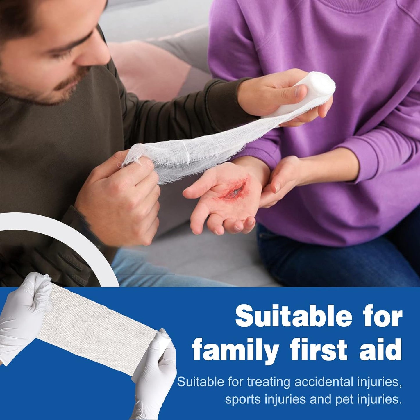 AZEN 12 Pack Gauze Rolls Bandages, 4 in x 4.1 Yards, Premium Medical Supplies & First Aid Supplies, Bandage Wrap Vet Wrap, Mummy Wraps