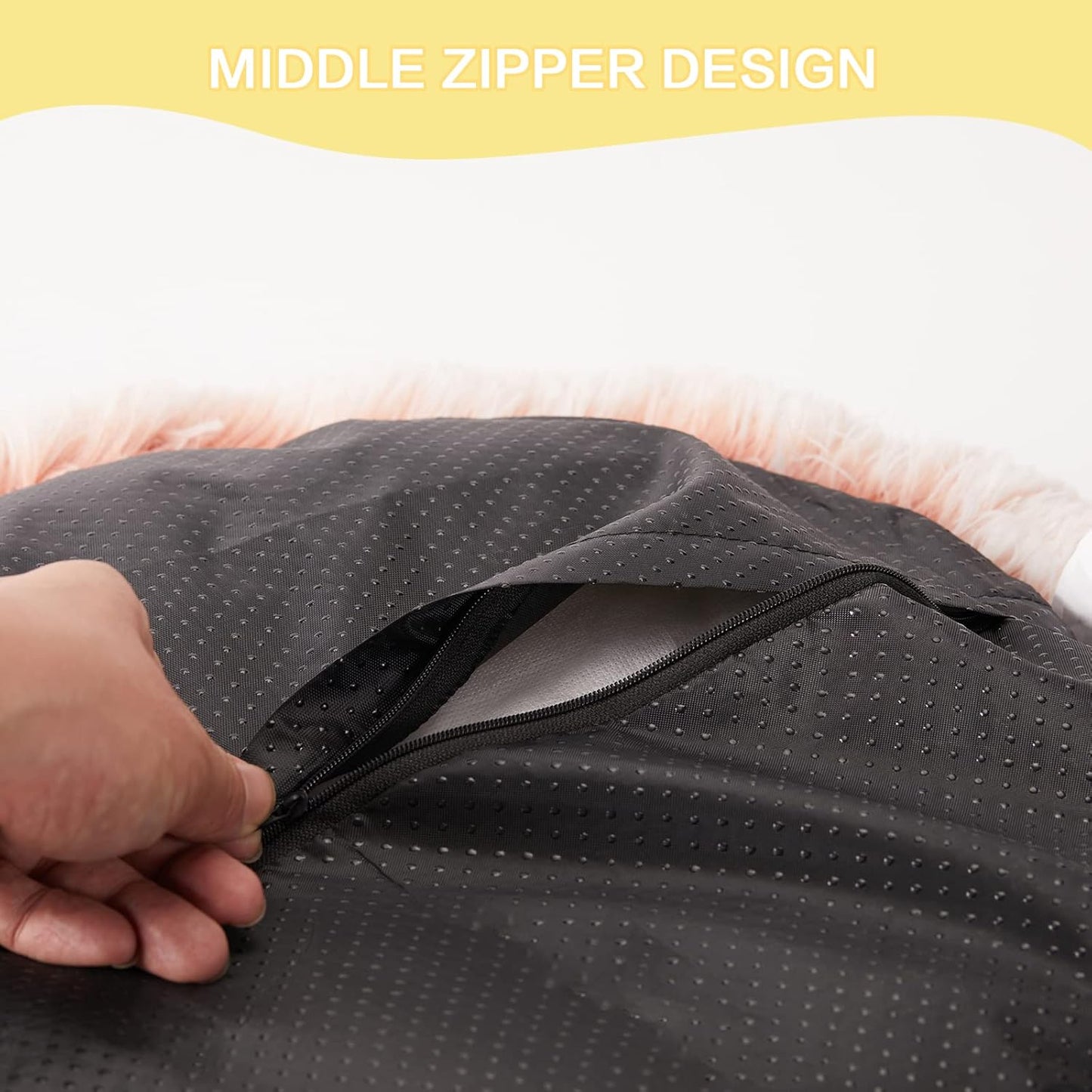 Bedfolks Calming Donut Dog Bed, 30 Inches Round Fluffy Dog Beds for Medium Dogs, Anti-Anxiety Plush Dog Bed, Machine Washable Pet Bed (Pink, Medium)