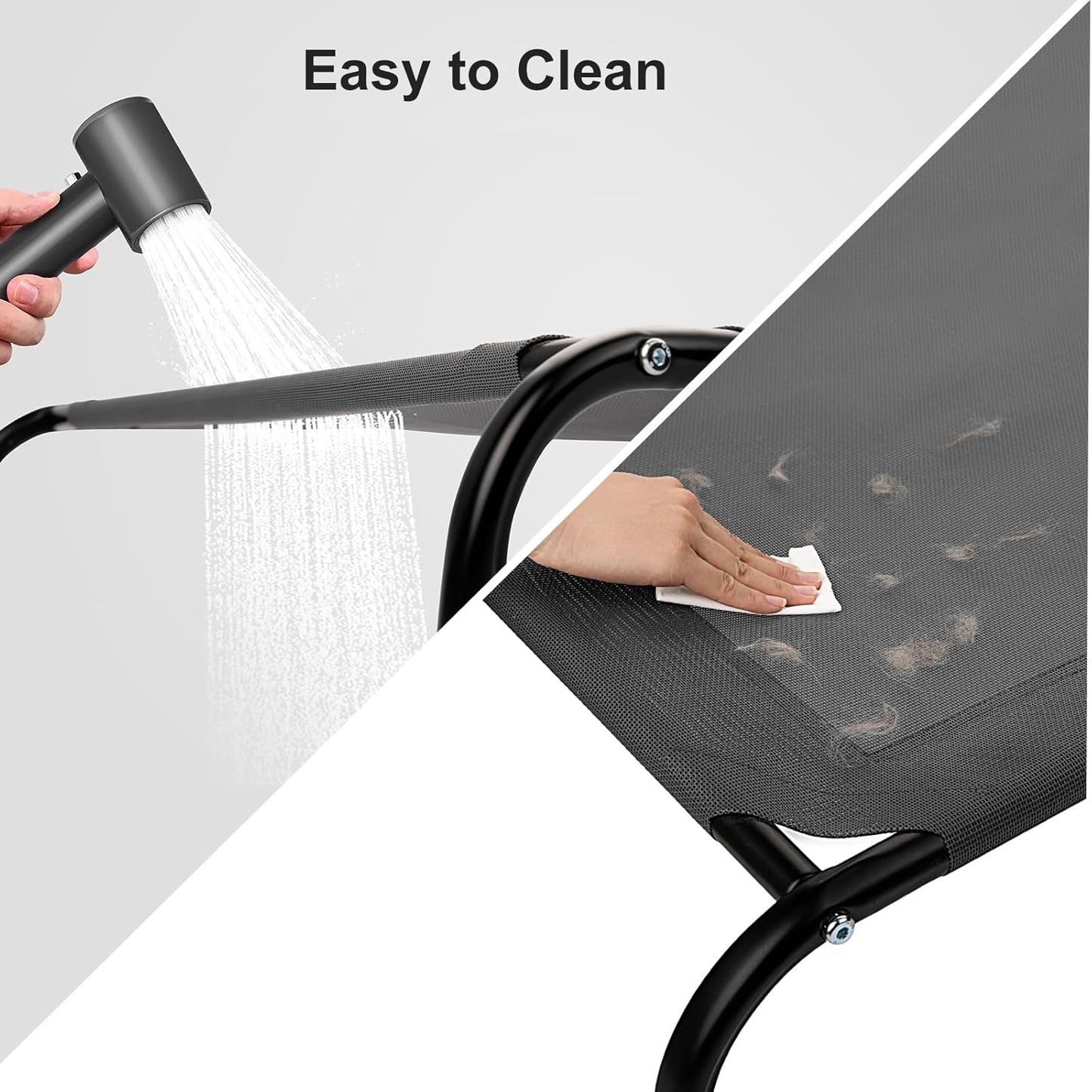 Cooling Elevated Dog Bed with Non-Slip Floor Protectors & Breathable Mesh, Raised Indoor & Outdoor Dog Cot Hammock, 41" L x 32" W x 8" Th, Medium, Grey