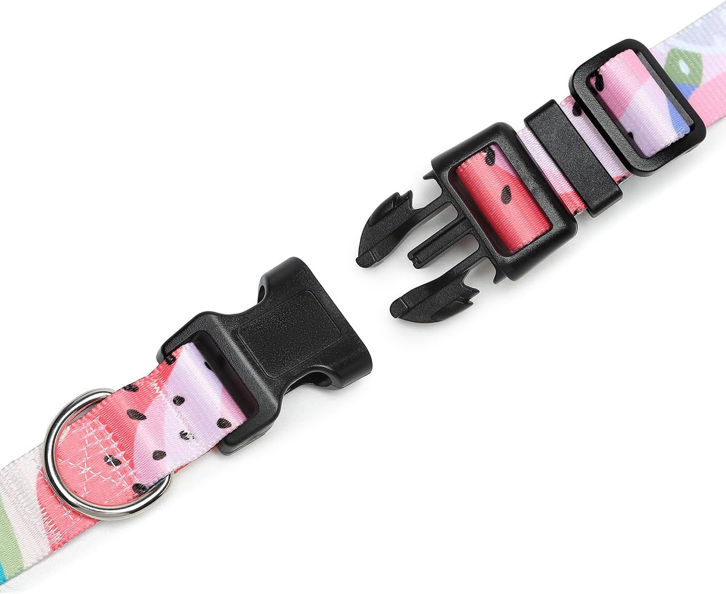 Mercano Adjustable Dog Collar - Special Design Patterns, Soft Nylon Comfortable Sturdy Pet Collar for Small Medium Large Dogs (XS, Watermelon)