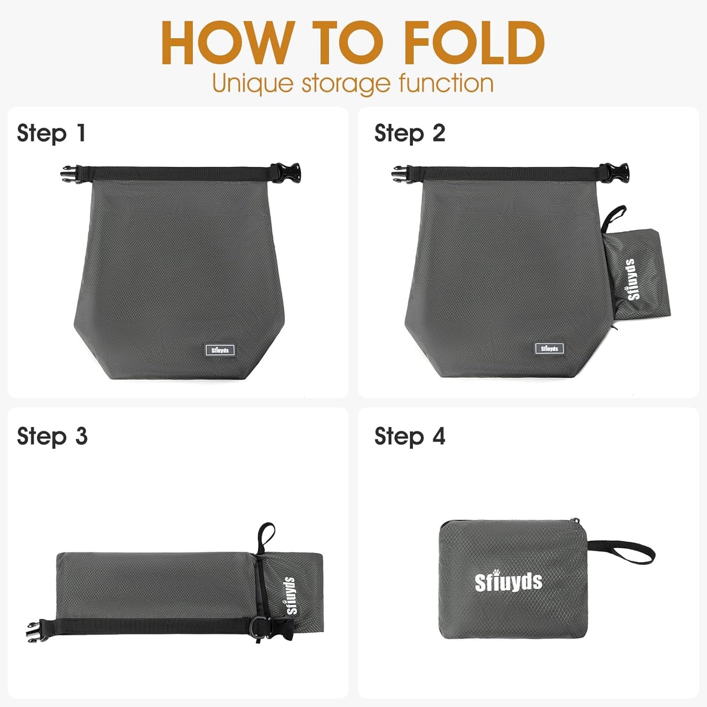 Waterproof Pet Food Storage Bag,Dog Food Container 20 lb w/2PCS Collapsible Dog Travel Bowls and Zipper Side Pocket(Gray, Large)