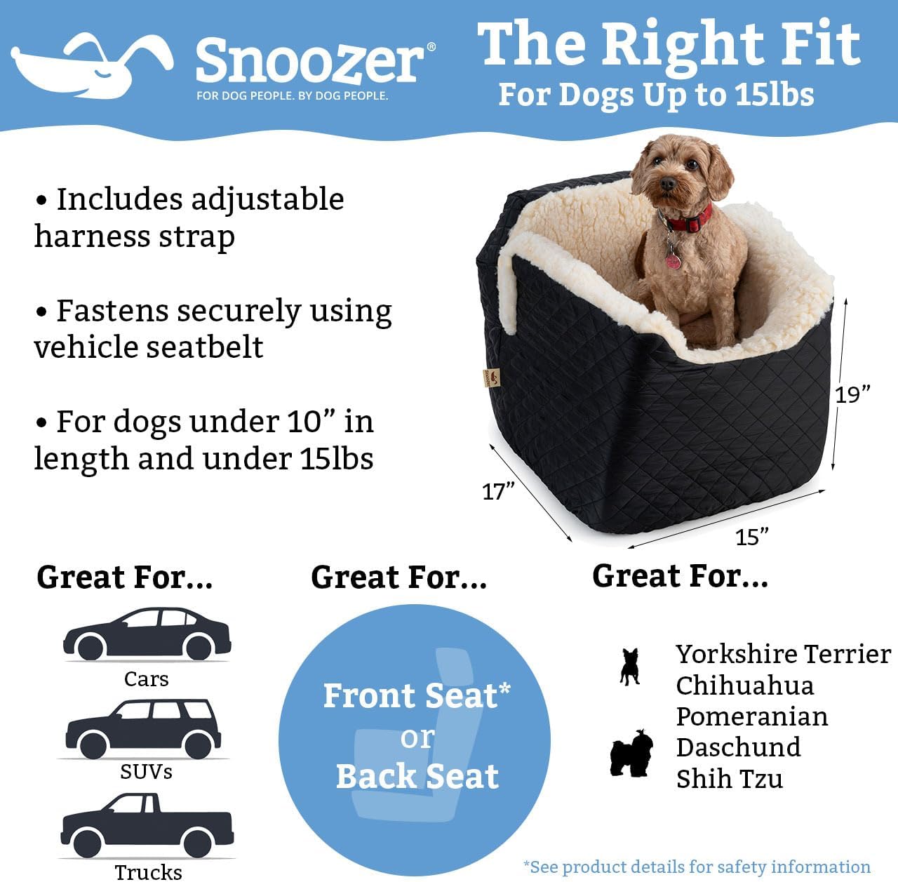 Snoozer Luxury Lookout Pet Car Seat, Small Luxury I, Anthracite/Black