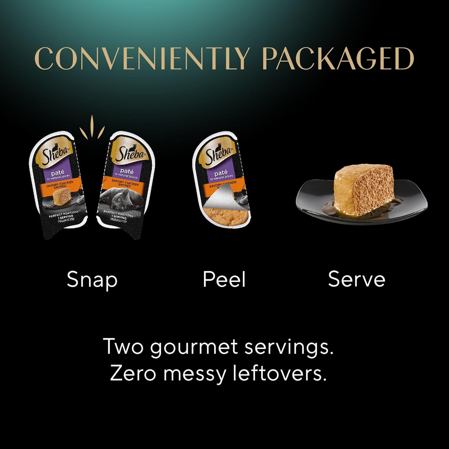 Sheba Perfect Portions Wet Cat Food Pate Savory Chicken Entree and Roasted Turkey Entree Variety Pack, 2.6 oz. Twin Pack Trays (12 Count, 24 Servings) (Pack of 2)