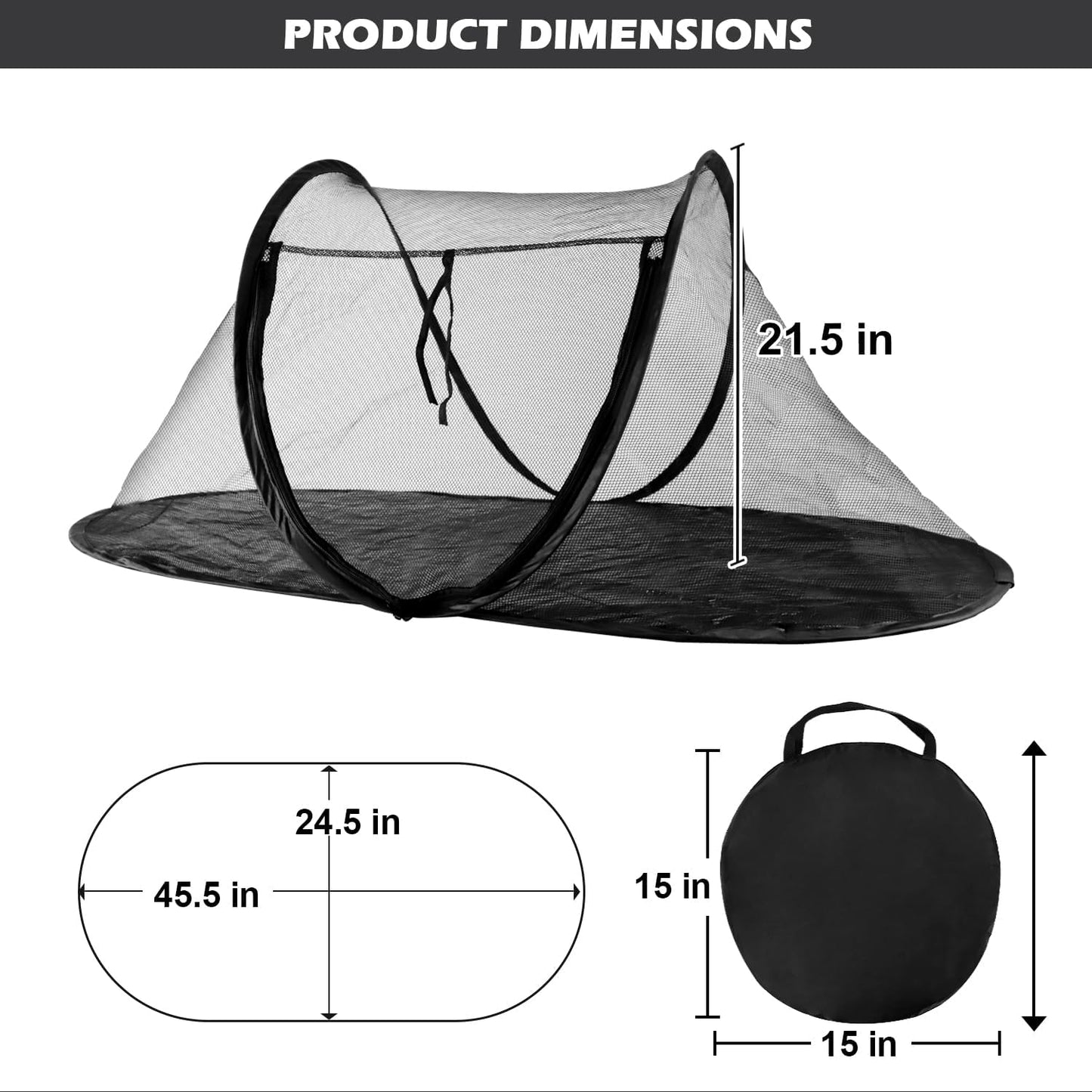Cat Tent Outdoor, Pet Enclosure Tent Suitable for Cats and Small Animals, Indoor Playpen Portable Exercise Tent with Carry Bag(Black)
