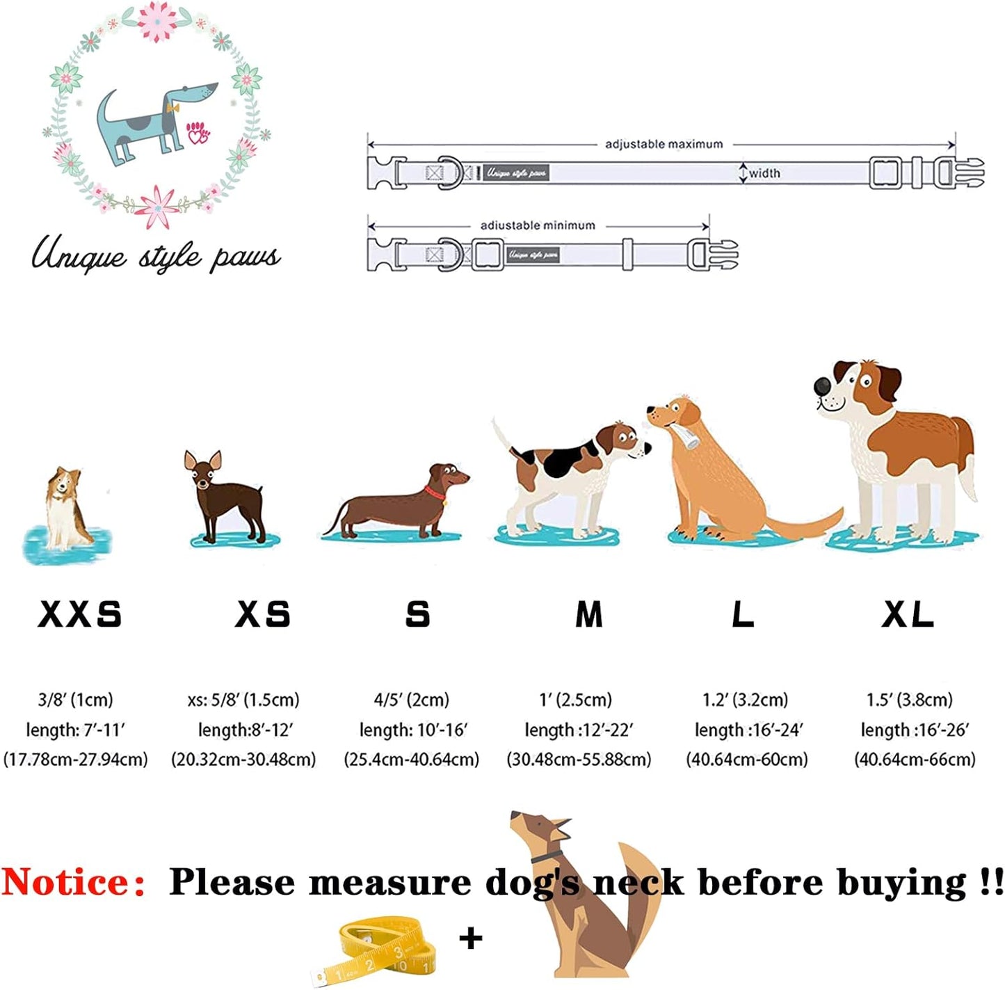 Unique style paws Dog Collar with Bow Tie Christmas Dog Collar for Small Medium Large Dogs with Adjustable Metal Buckle -XS