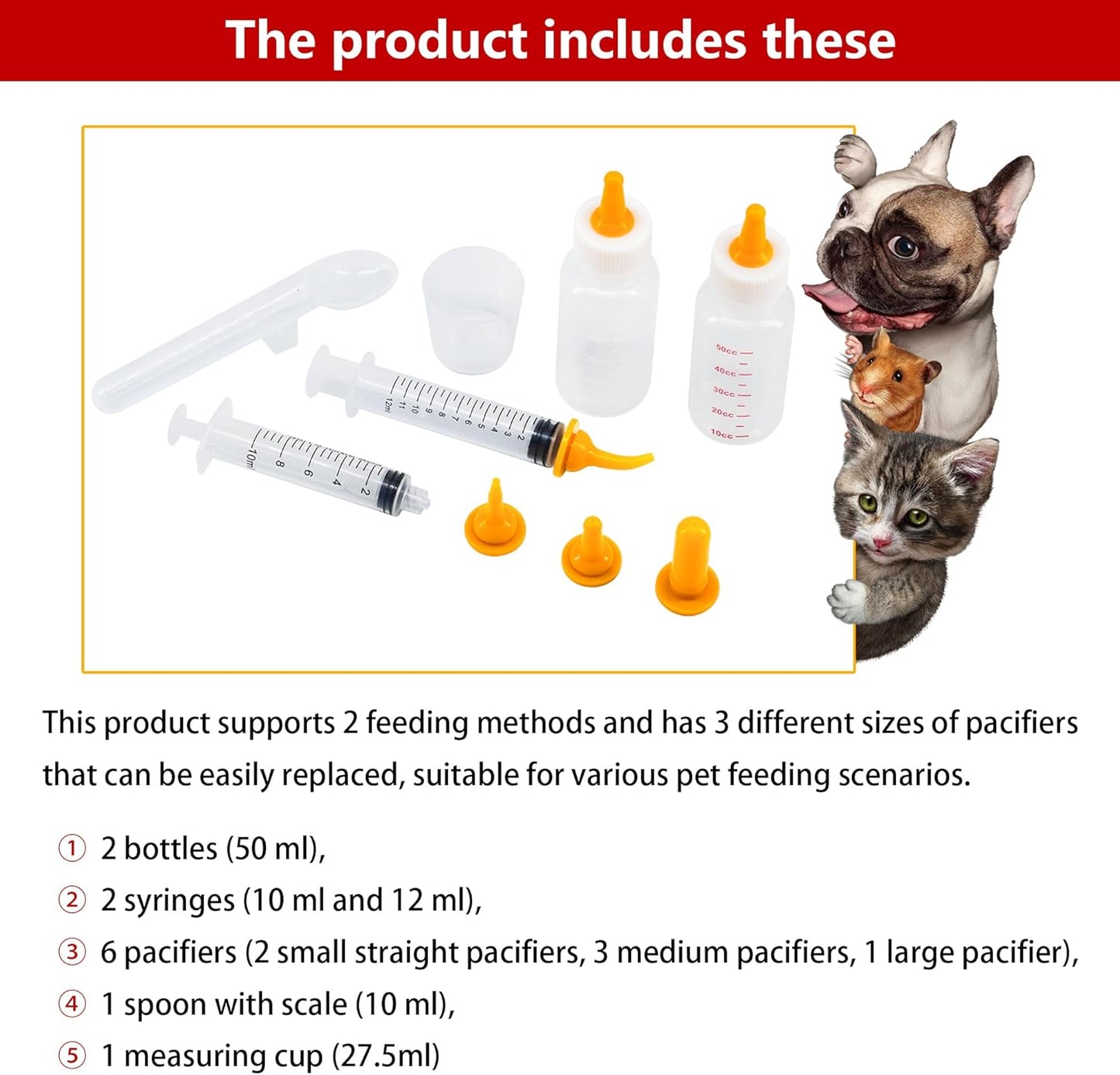 Pet Feeding Bottle and Syringe Set for Puppies and Kittens