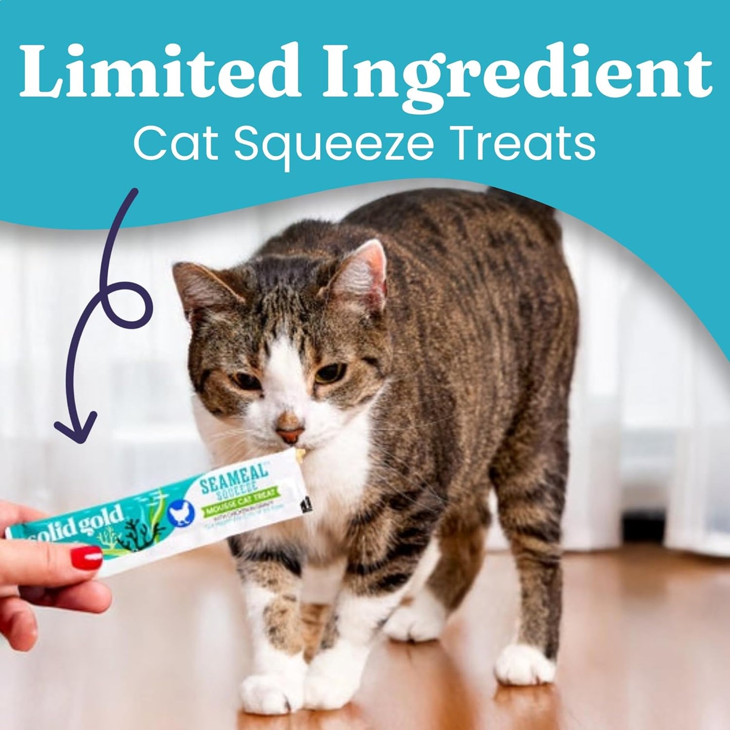 SeaMeal Squeeze Tuna Lickable Cat Treats with Seaweed for Skin & Coat - Wet Cat Treats with Digestive & Immune Health Support - Natural, Holistic, Grain Free (48 Squeezes)