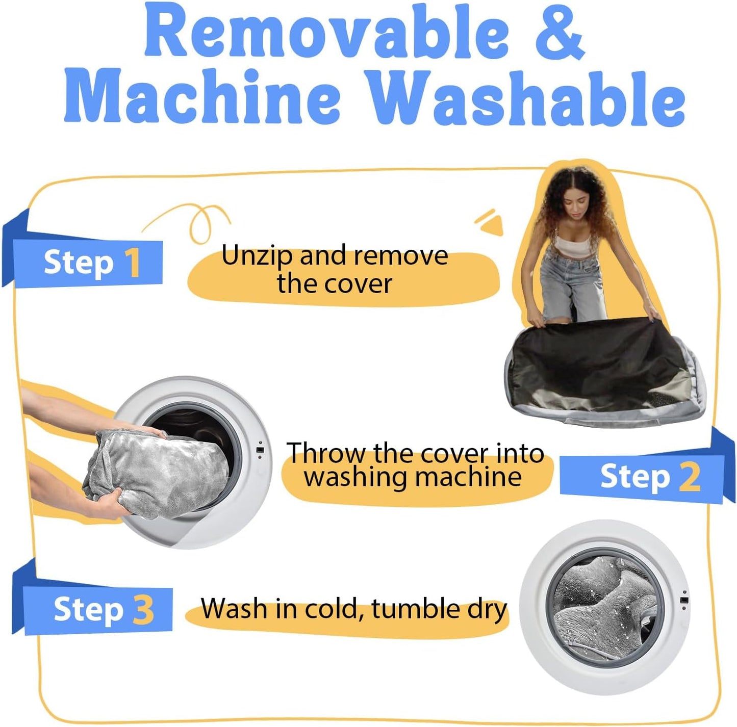 Washable Orthopedic Large Dog Bed - Removable Waterproof Cover with Bolster Extra Large Dog Bed Foam Support XL Large Big Pet Dogs Beds