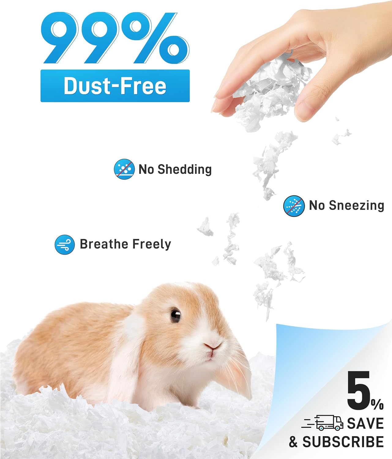BUCATSTATE Hamster Bedding 70L, 99% Dust-Free Guinea Pig Bedding Odor Control Paper Bedding, Cozy Small Animal Bedding for Rabbit Rat Syrian Dwarf Hamsters Gerbils (White)