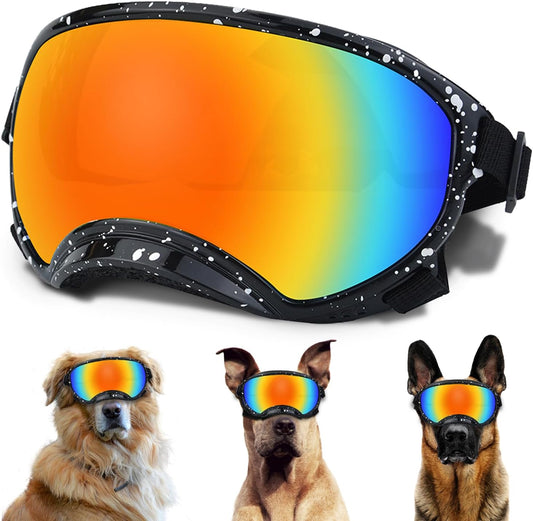 Large Dog Sunglasses with Adjustable Strap UV Protection, Winproof Dog Puppy Sunglasses, Suitable for Medium-Large Dog Pet Glasses, Dogs Eyes Protection,Soft Dog Goggles