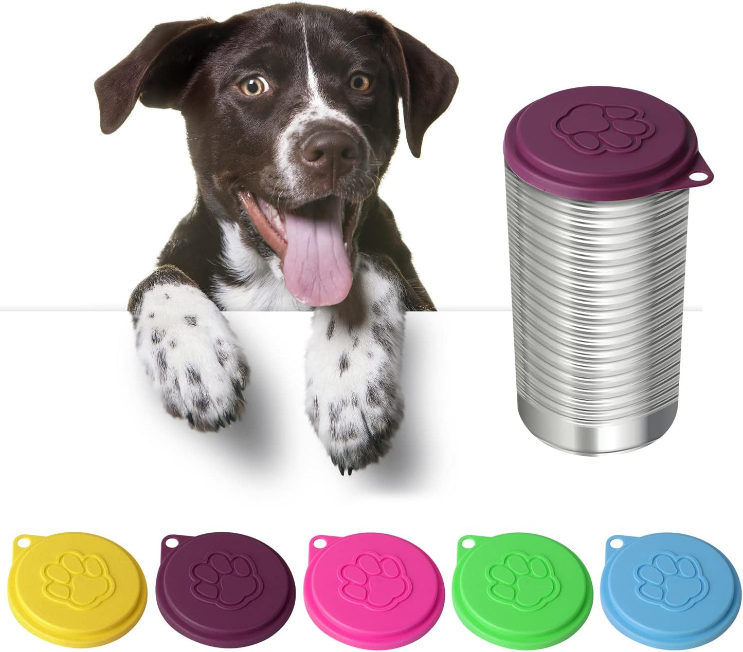 JIAKAI 5 PCS Pet Dog Cat Food Can Cover Pet self-Sealing,Reusable pet Food lids, Environmentally Friendly(Color Random)