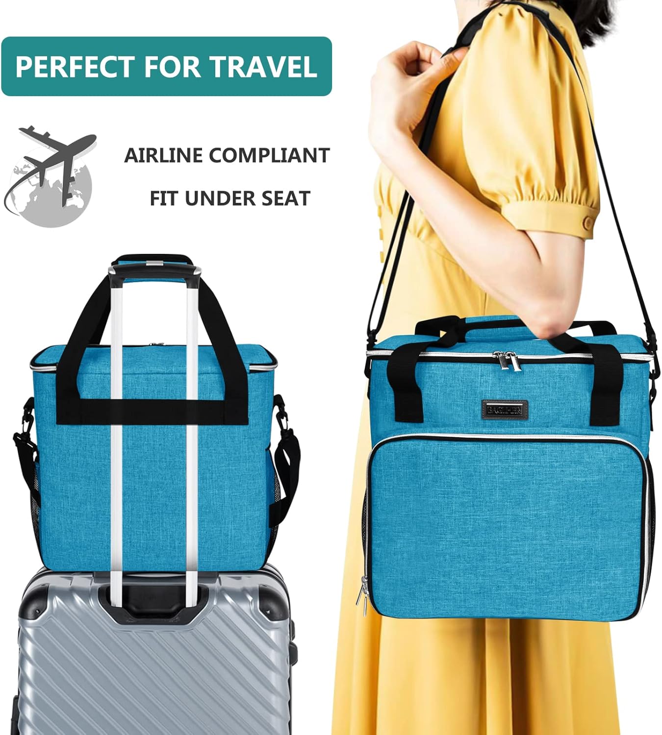 BAGLHER Dog Travel Bag, Pet Travel Bag (ALL Pet Travel Supplies), With 2 Pet Food Containers and 2 Collapsible Silicone Bowls; Essential Kits for Pet Travel Sky Blue