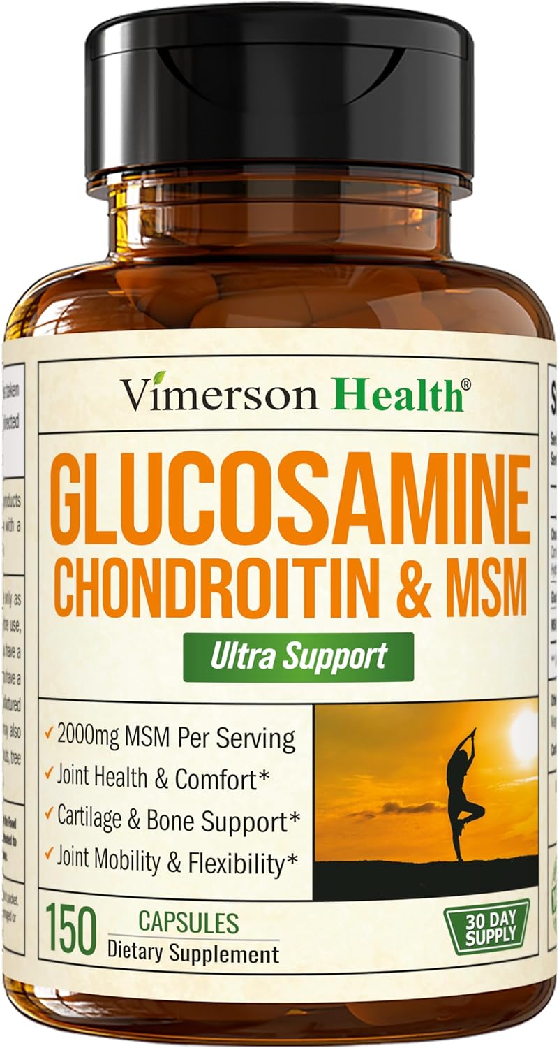 Glucosamine Chondroitin MSM Supplement – 3-in-1 Joint Supplements for Men and Women w/Glucosamine Sulfate 1500mg, Chondroitin Sulfate 1200mg & MSM 2000mg for Joint Health – FSA Eligible 150 Caps