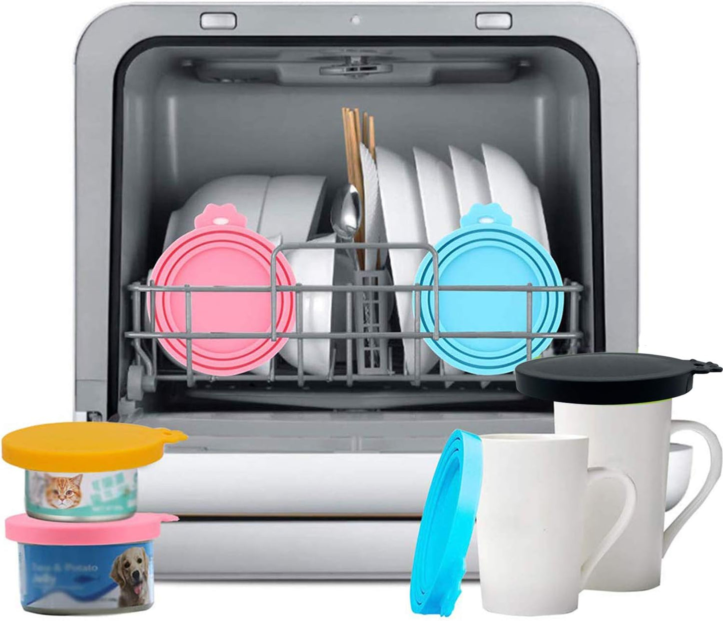 Food Can Covers/4 Pack/Universal BPA Free Silicone Dog Cat Food Can Lids for Dog and Cat Food/Fits All Standard Size Dog and Cat Can Tops for Pet Food Storage(Mix Color1)