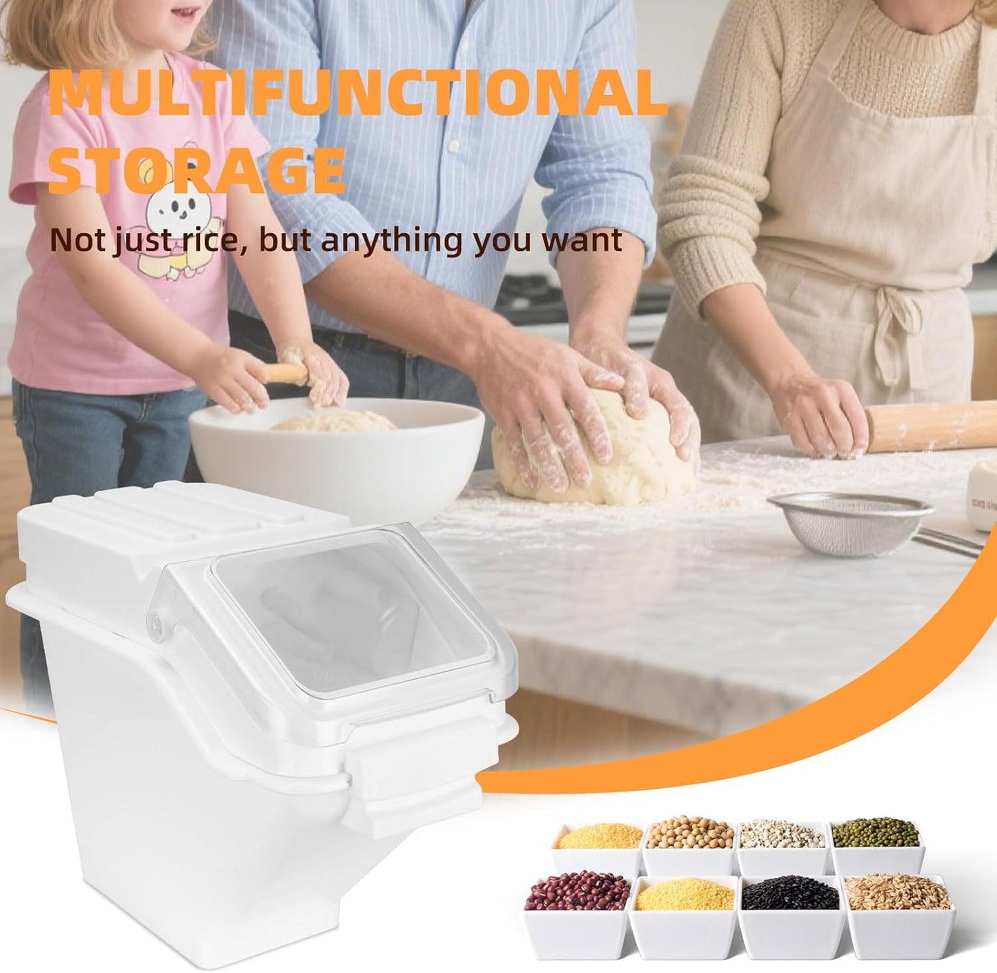 53LB Airtight Flour Storage Container With Scoop for Dry Food, Sugar, Baking Supplies,Rice.BPA Free Ingredient Storage Bin,Pet Food Storage Container Dog Cat Birds Food Bin (53 LB)