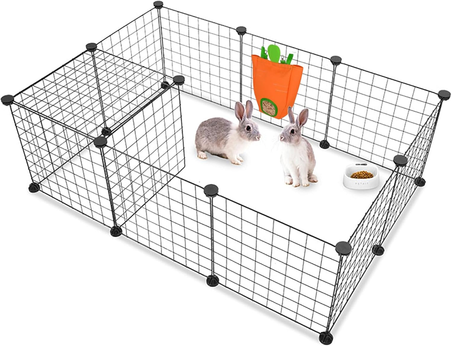GKYZBB Rabbit Hay Feeder Bag for Cage Guinea Pig Timothy Hay Dispenser Storage Manger Hanging Large Less Waste for Bunny(Carrot)