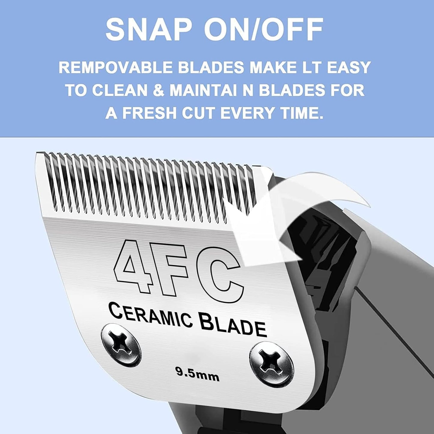 5PCS 10 Blades Dog Grooming Replacement Blades Compatible with Andis Pet Clipper/Oster A5/Wahl KM Series Dog Clipper,Ceramic Blade & Stainless Steel Blade, Size :#10+30+40+5FC+4FC