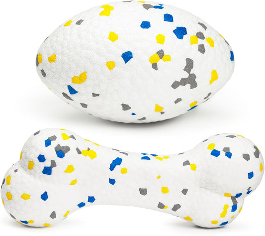 2Pcs Bone Dog Balls+Rugby Dog Toys for Aggressive Chewers, Indestructible Tennis Balls for Dogs (Bone+Rugby)