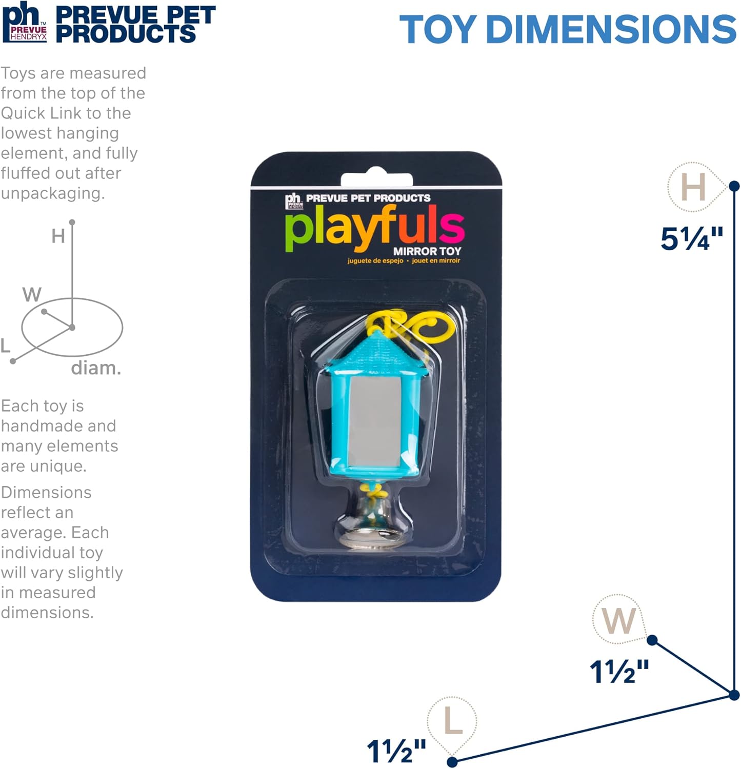 Prevue Hendryx Sound & Movement Birdie Basics Lantern Mirror Bird Toy 60420
