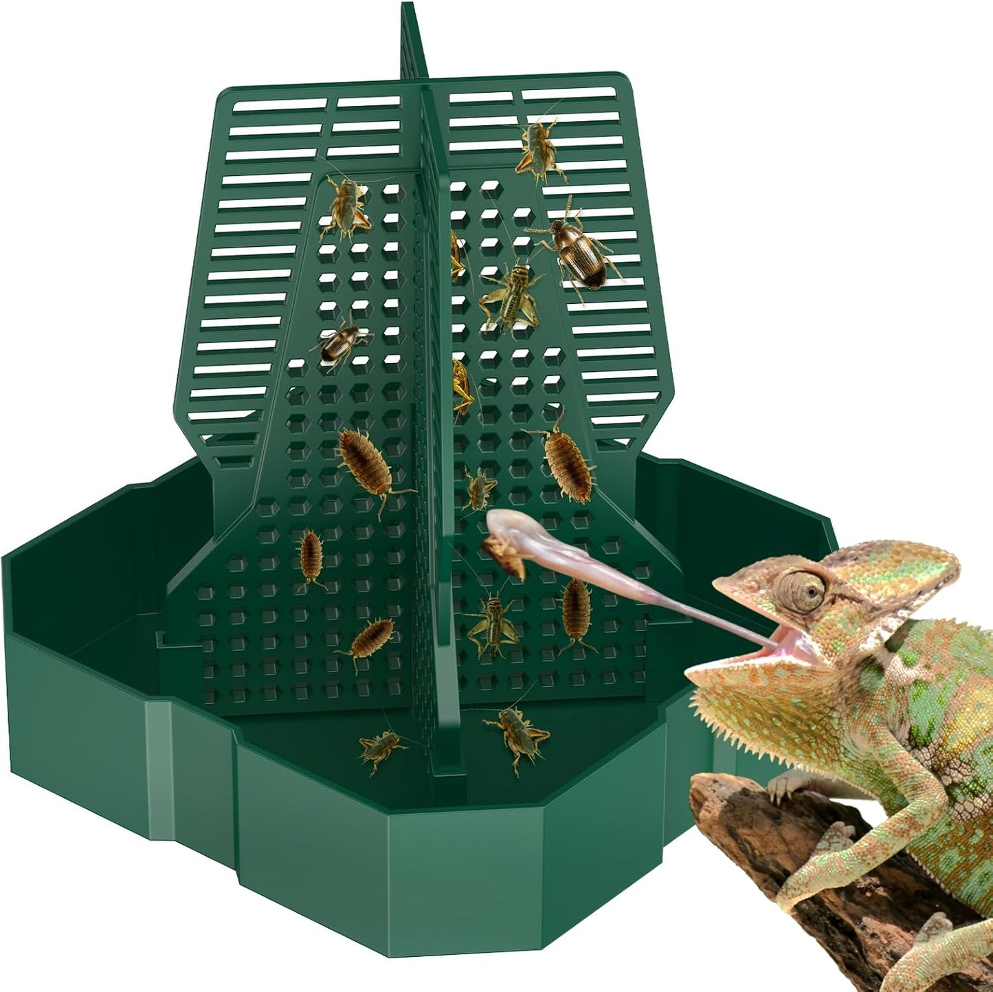 Pawfly Chameleon Feeding Bowl, Climbable Chameleon Feeder, Large Plastic Reptile Feeder Box, Bearded Dragon Food Container, Bug Bowl for Lizards, Geckos, and Frogs